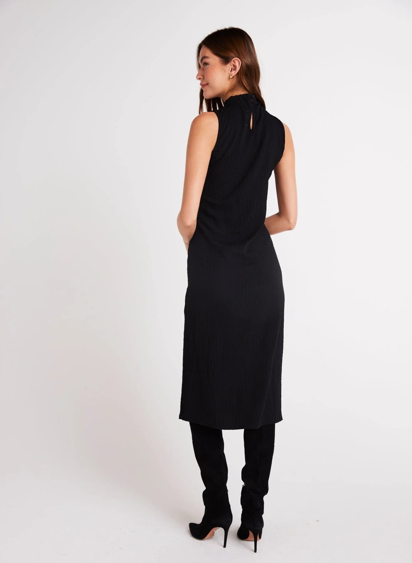 Mock Neck Midi Dress Black