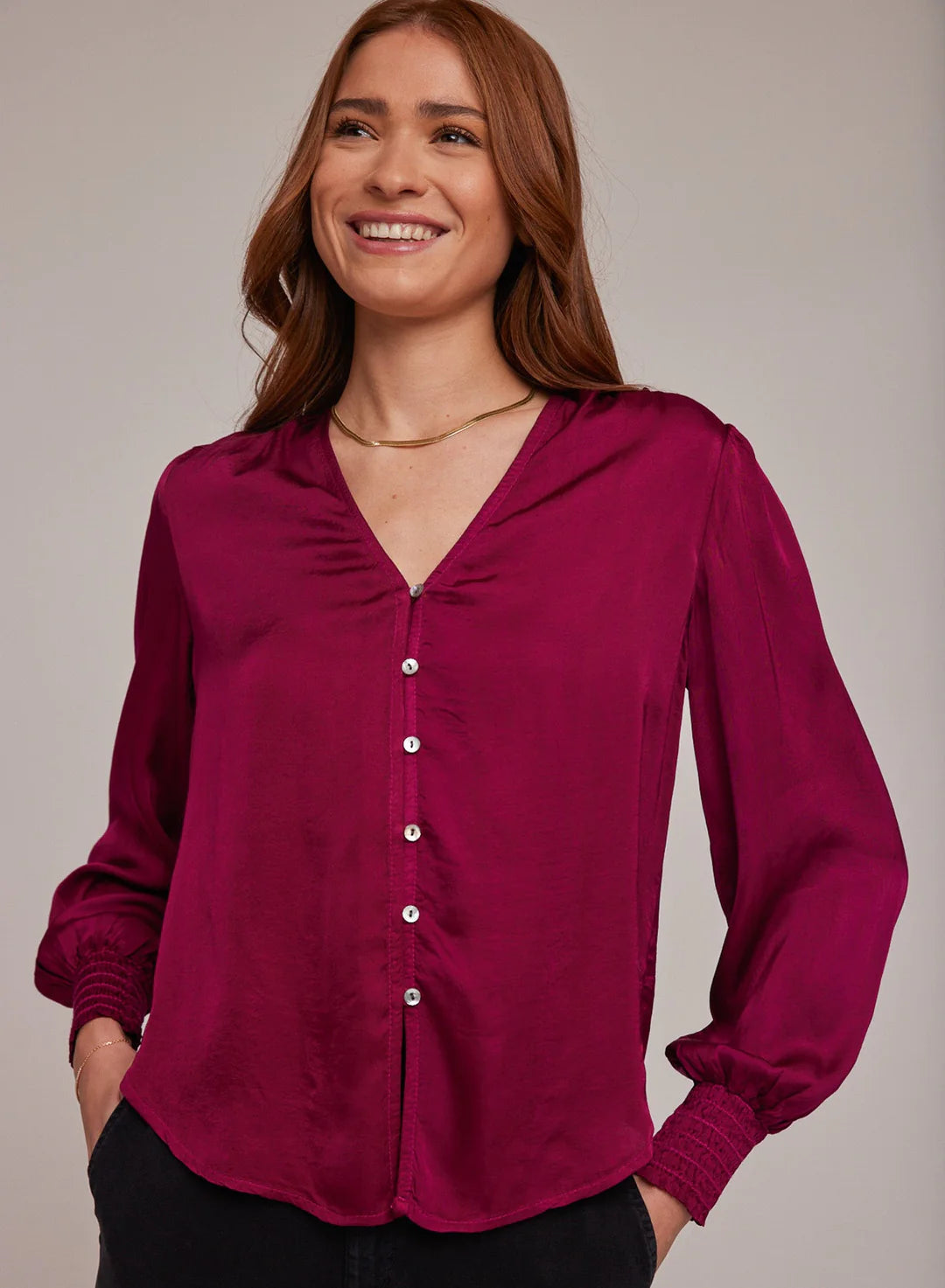 Say hello to your new favorite button down in these beautiful willow green and dark fuchsia tones. These are perfect summer to fall transitional colors and no doubt it will become a favorite in your wardrobe! Wear it to work with slacks and heels or dress it down with jeans and flats. Made with 100% Viscose.