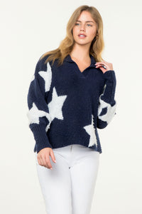 Star Knit Sweater Navy