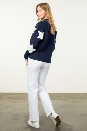 Star Knit Sweater Navy