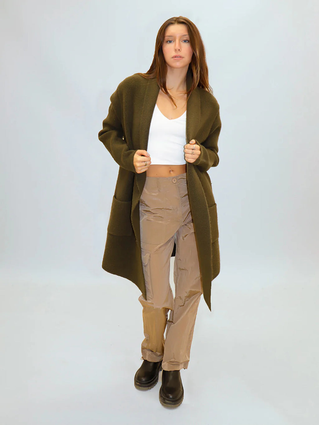 Michelle Shawl Collar Coatigan Olive