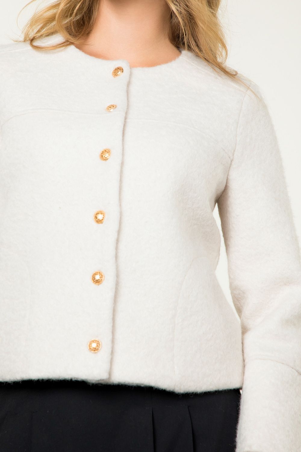 Button Up Boucle Jacket Cream