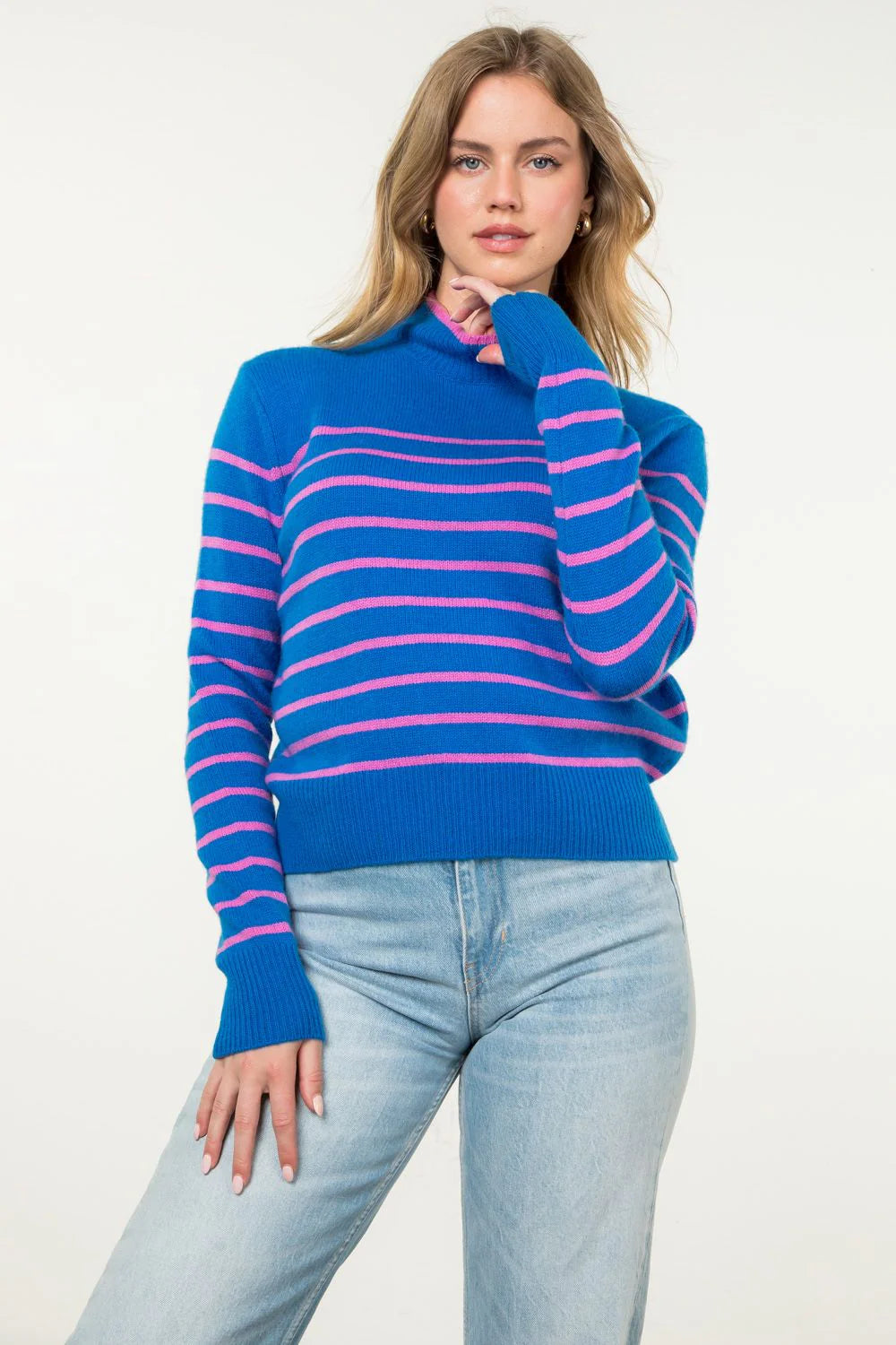 Striped Knit Sweater Blue/Pink